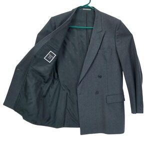 Christian Dior Monsieur Mens 42L Double Breasted Wool Blazer Charcoal Gray